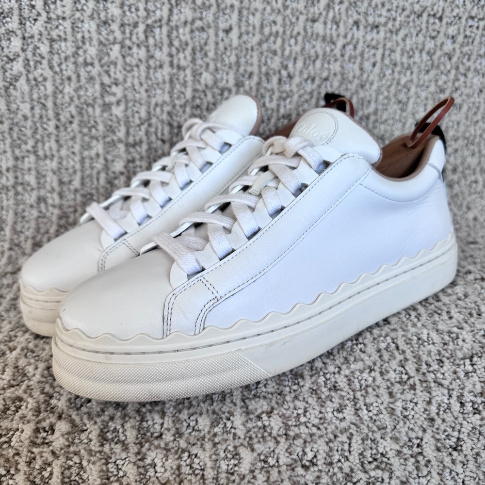 Chloe Lauren White Leather Sneakers